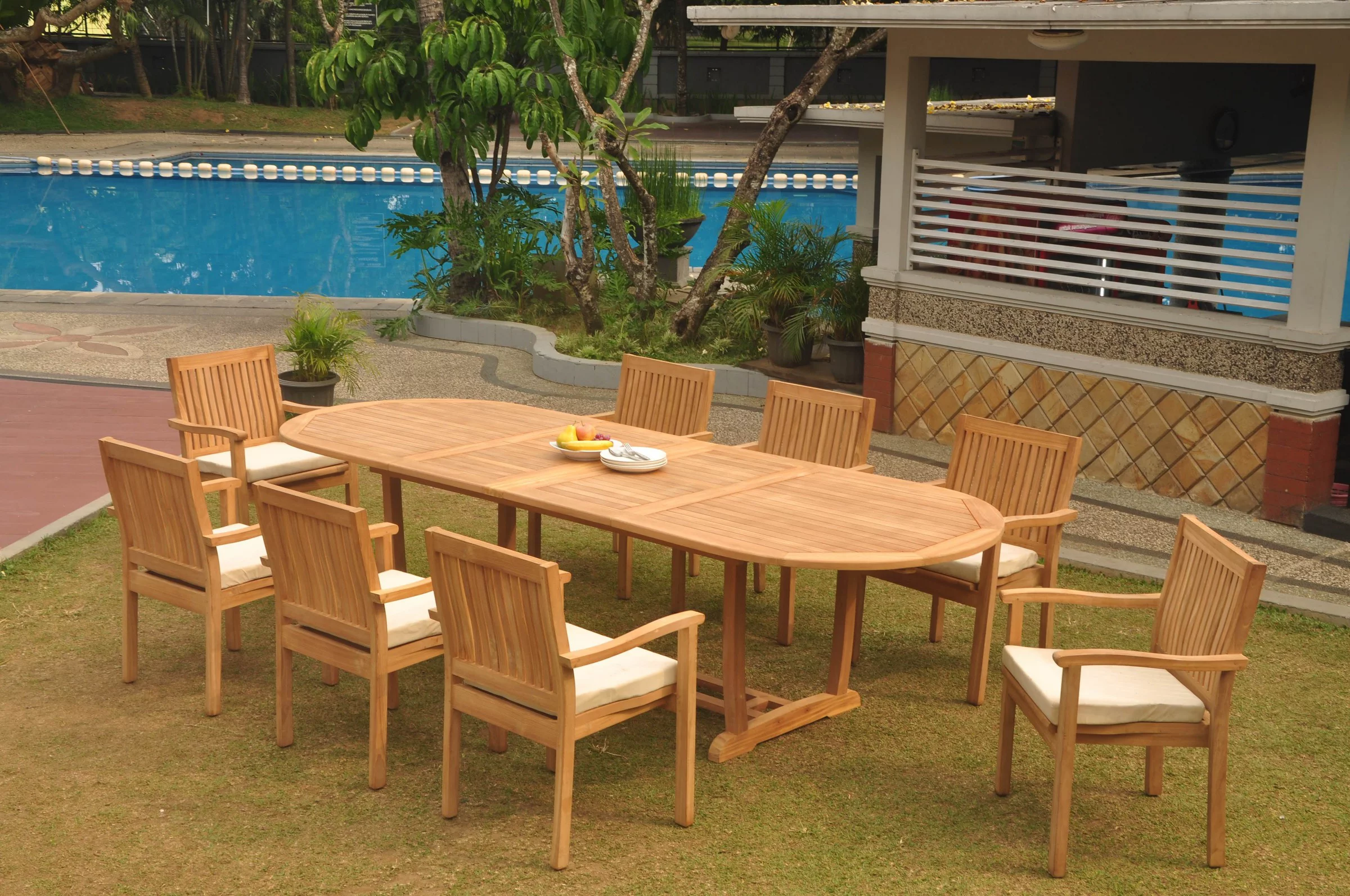 Grade-A Teak Dining Set: 8 Seater 9 Pc: 118