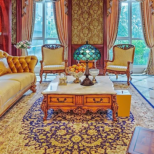 Tiffany Table Lamp Stained Glass Lamp 12X12X19 Inch Antique Reading Light (Sea Blue Pear)