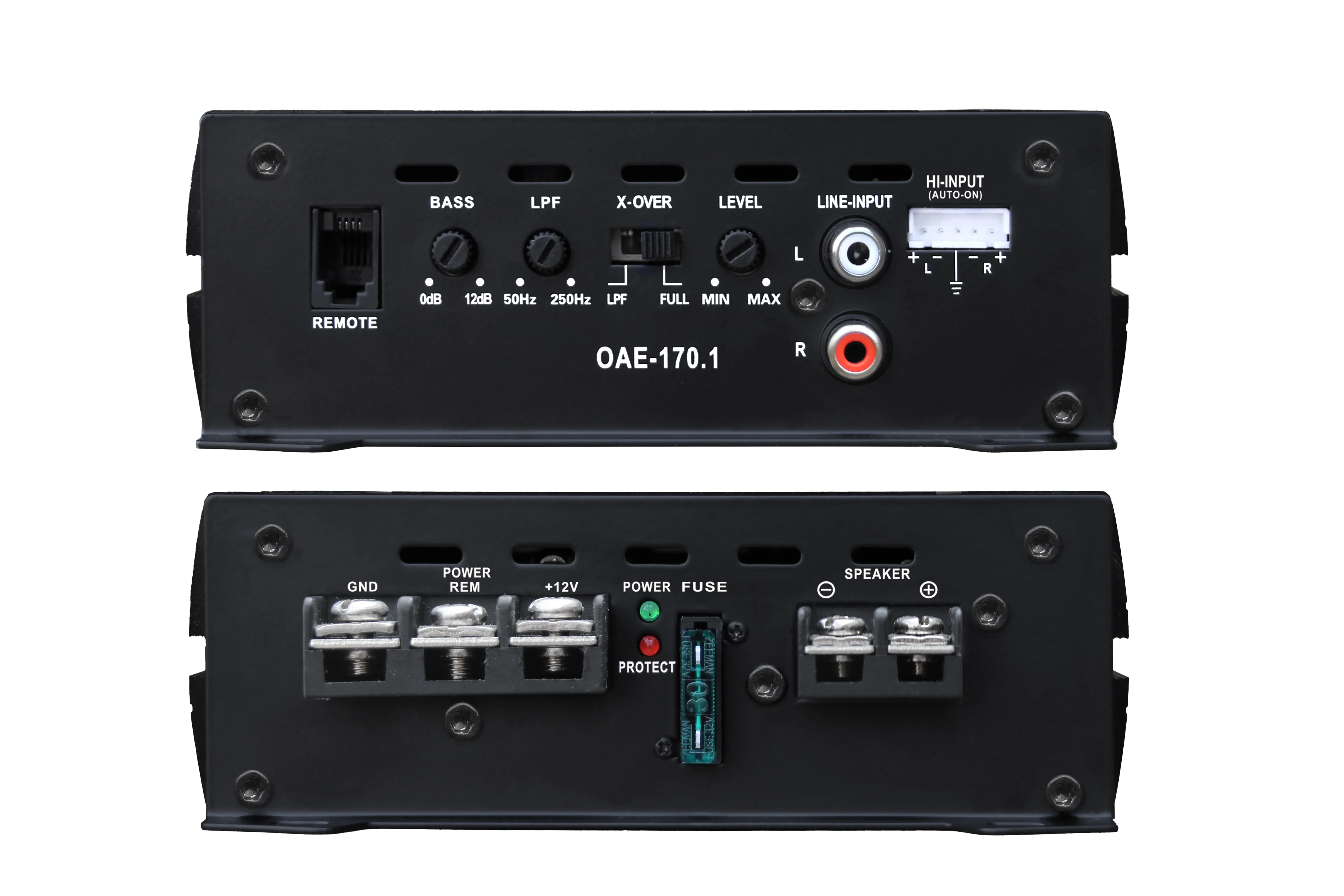 OceanAudio OAE-170.1 Car Audio Subwoofer Amplifier - Monoblock, Class A/B, 2/4 Ohm Stable, Mosfet Power Supply 340W - RMS Power @4Ω 1*110W @2Ω 1*170W Max Power @2Ω 1*340W