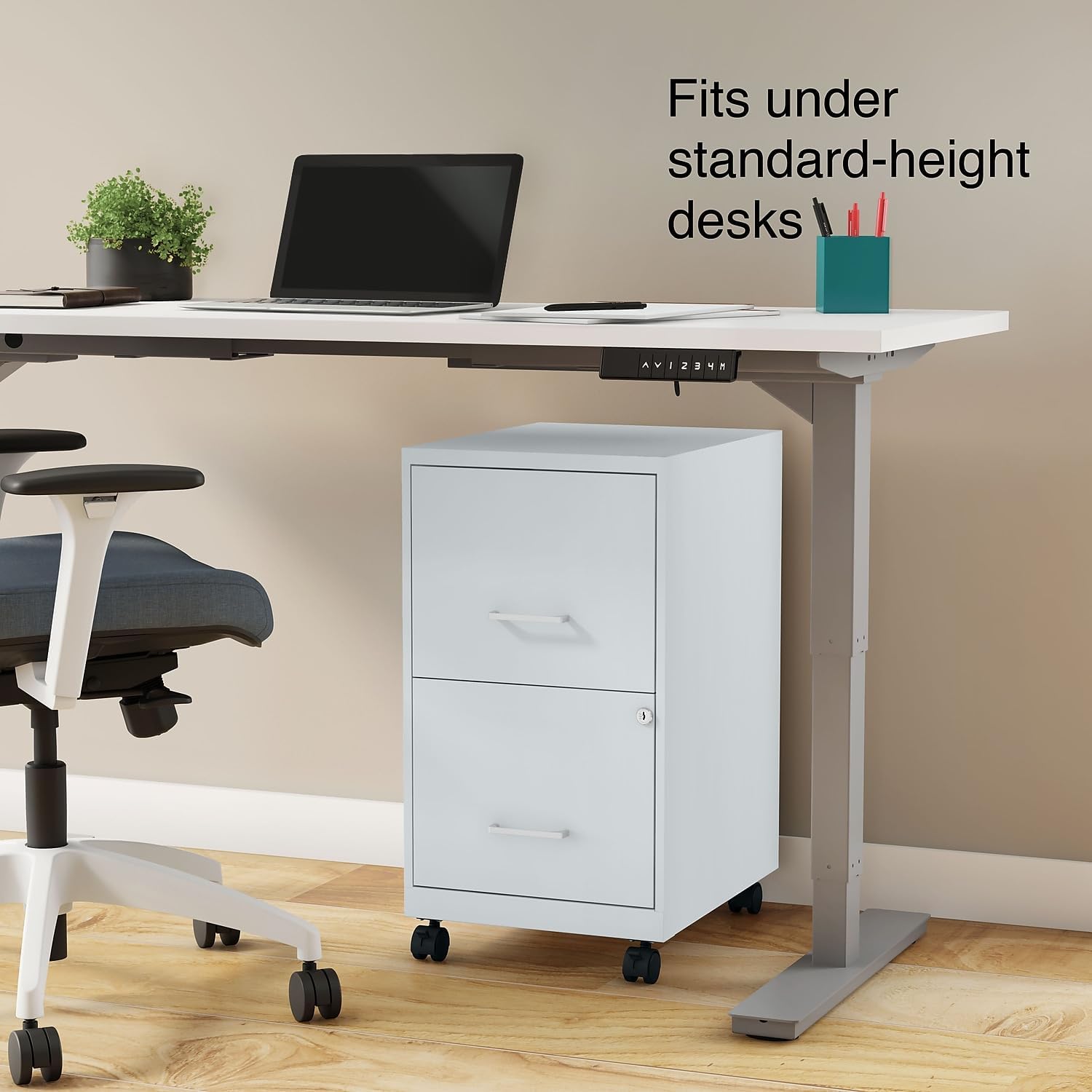 Staples 2-Drawer Light Duty Vertical File Cabinet, Locking, Letter, Gray, 18-inch (24363)