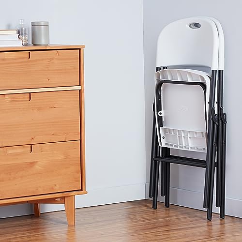 Amazon Basics Sturdy Foldable Plastic Chair, Portable, 350-Pound Capacity, White, 6-Pack