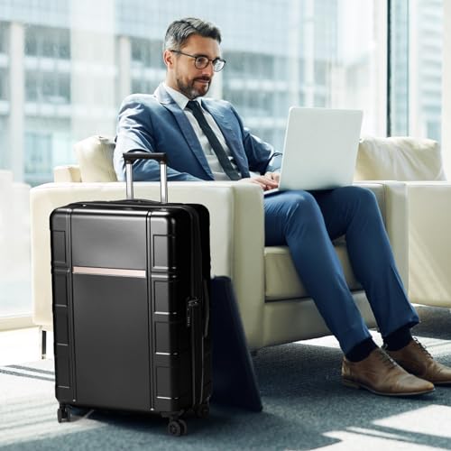 Karl home Luggage Expandable 3 Piece Set Suitcase PC+ABS Hard-Sell with TSA Lock Spinner Wheels 20in 24in 28in Travel Rolling Carry on Woman/Men Rose Gold