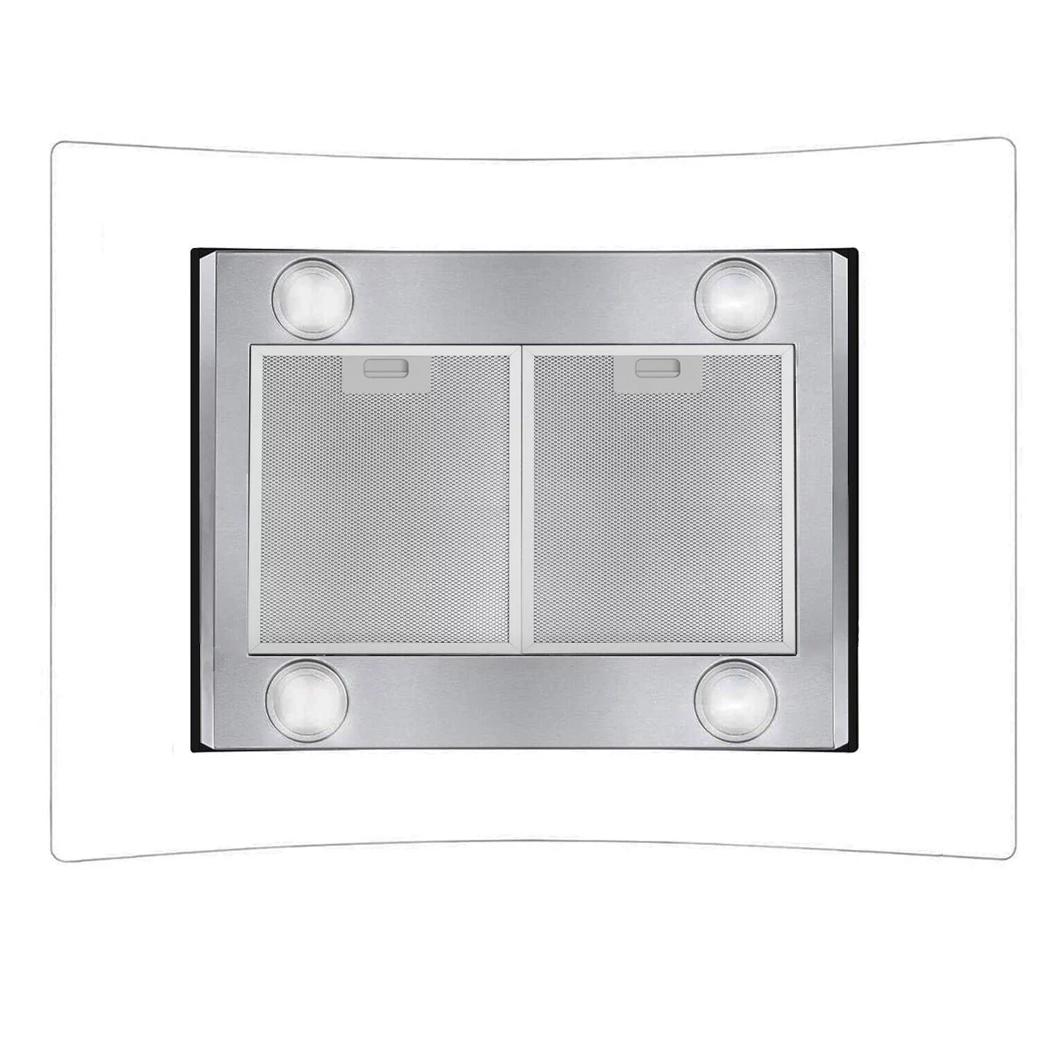 30 inch Island Mount Range Hood 900CFM  Tempered Glass 3-Speed Vent Hood Stainless Steel Dishwasher