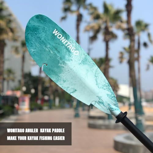 Angler Kayak Paddles Aluminum Paddle with Plastic Blades and Paddle Leash, Floating Adjustable Fishing Kayak Oars, 3 Piece, 230-250cm/90-98 inch