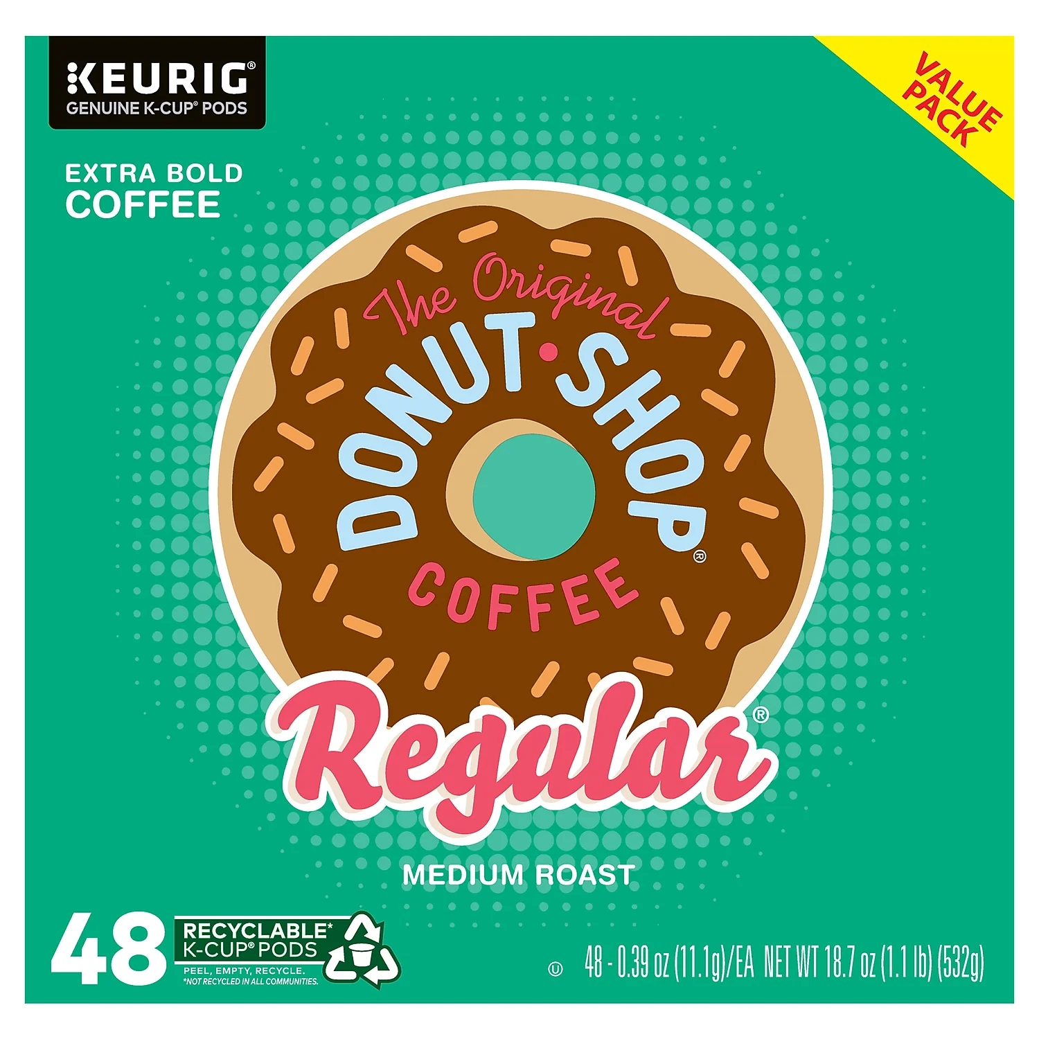 The Original Donut Shop Regular Keurig Single-Serve K-Cup Pods, Medium Roast Coffee, 48 Count