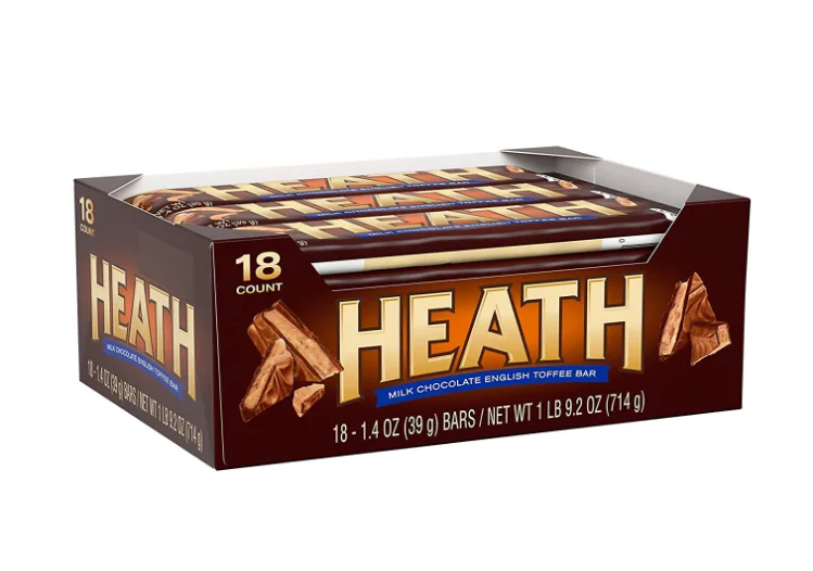 HEATH, Milk Chocolate English Toffee, Candy, Bulk Christmas, 1.4 oz, Bars, 18 Count(two pack)