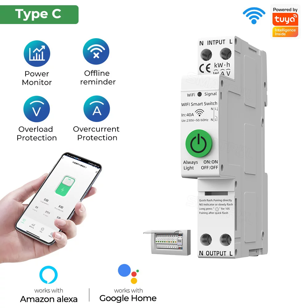 Pinnaco WiFi Intelligent Electric Meter, Multifunctional Power Meter with Mobilephone APP Control - Protect Your Devices!
