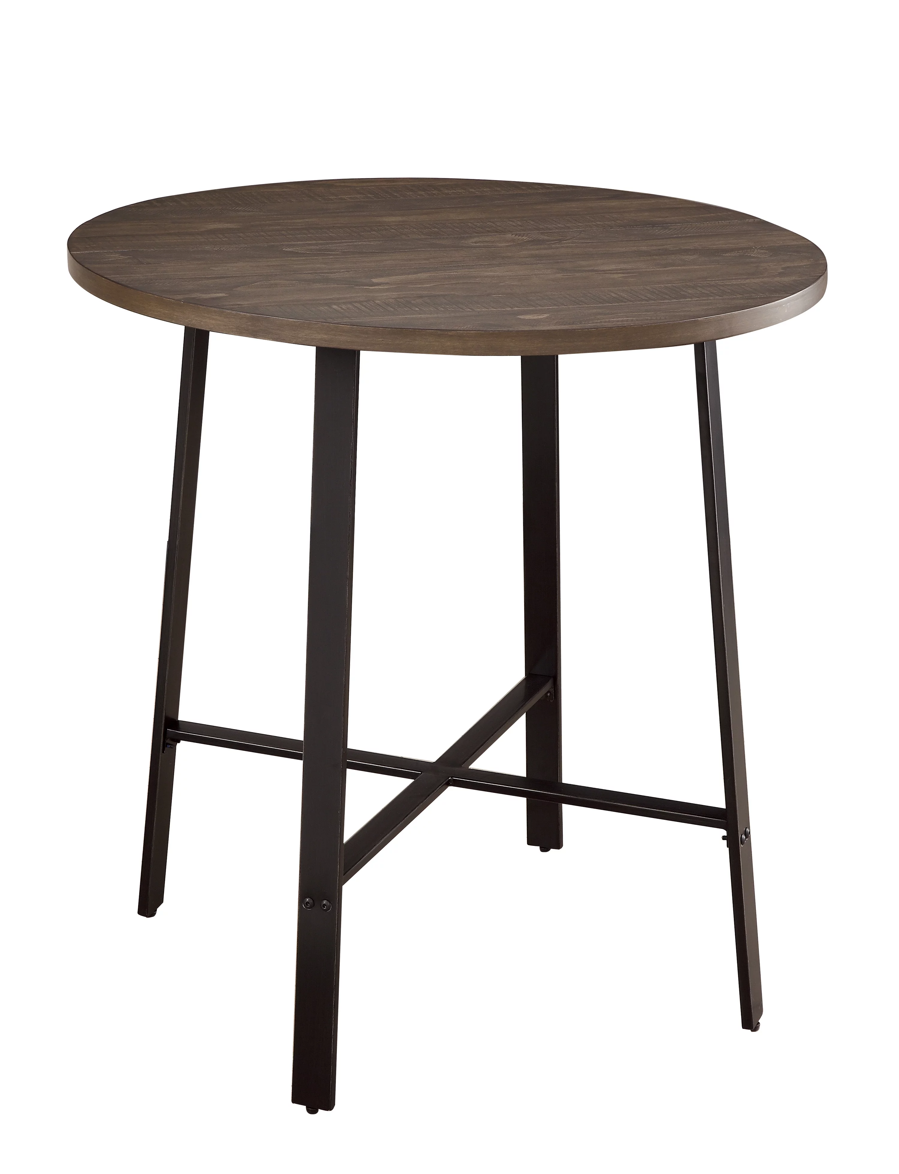 Lexiconhome Chevre Round 4-Seater Counter Height Table, Brown