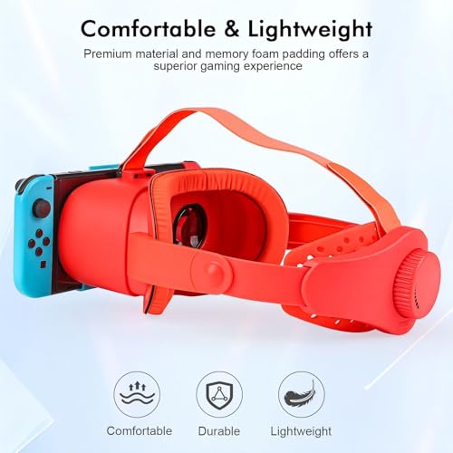 VR Headset for Nintendo Switch & Switch OLED Model, Switch VR Glasses with Adjustable HD Lenses and Comfortable Head Strap, VR Labo Goggles Headset Accessories for Nintendo Switch(Red & Blue)