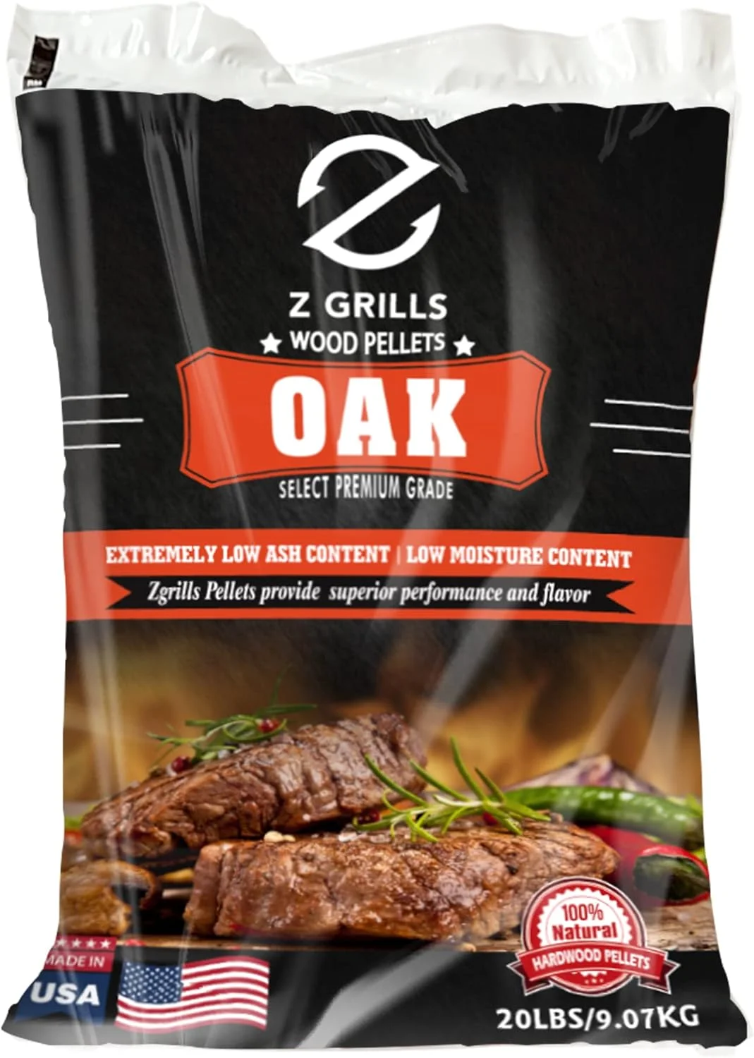 Z Grills Oak Wood Pellets 100% All-Natural Hardwood Oak Pellet Perfect for Pellet Smokers Outdoor Grills, 20lbs