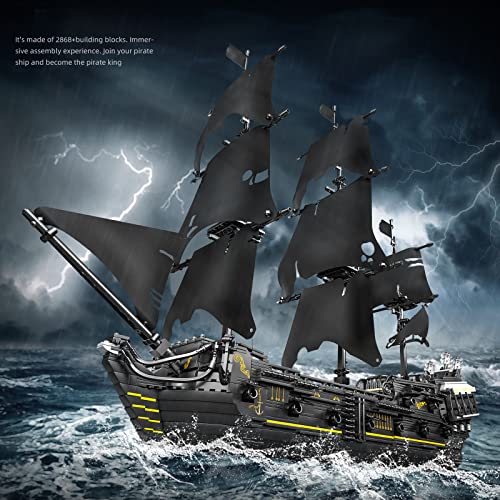 Mould King Pirates Ship Model Building Blocks Kits, MOC Black Pearl Sailboat Model Construction Set to Build, Gift for Kids Age 8+/Adult Collections Enthusiasts(2868 Pieces)