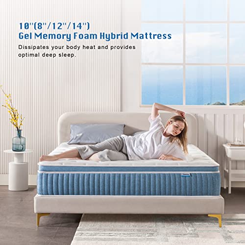 Rimensy Queen Mattress, 12 Inch Hybrid Mattress in a Box, Gel Memory Foam Mattress, Individually Wrapped Pocket Coils, Quality Comfort and Adaptive Support - Breathable, 60