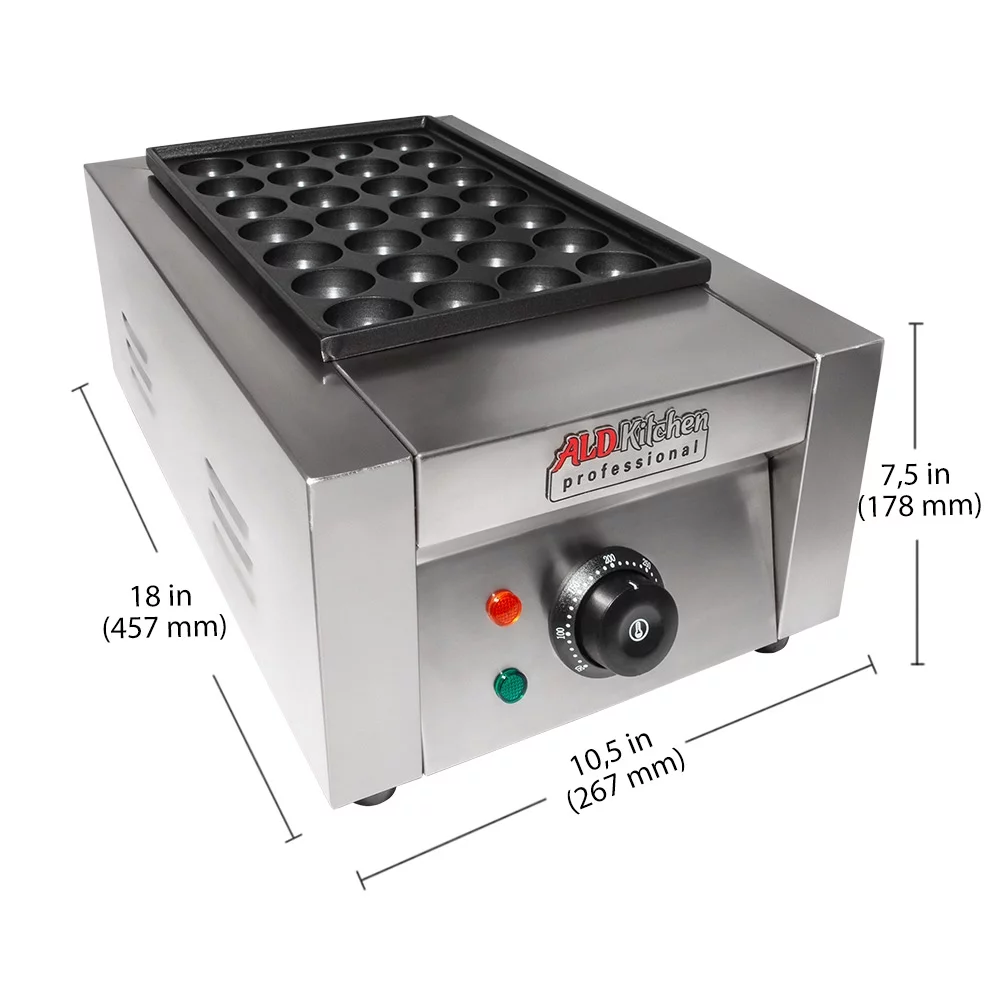 ALDKitchen Takoyaki Electric Grill | 28 Pcs | Nonstick Molds | No plug | Stainless Steel