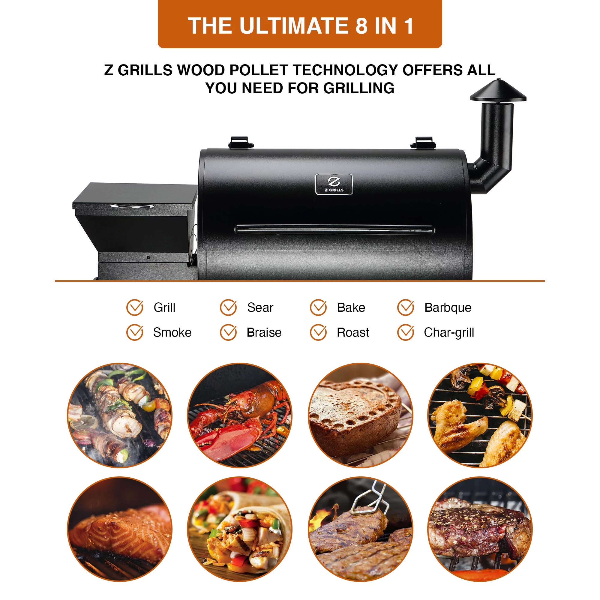 Z Grills ZPG-700D7 697 sq. in. Pellet Grill & Smoker Black