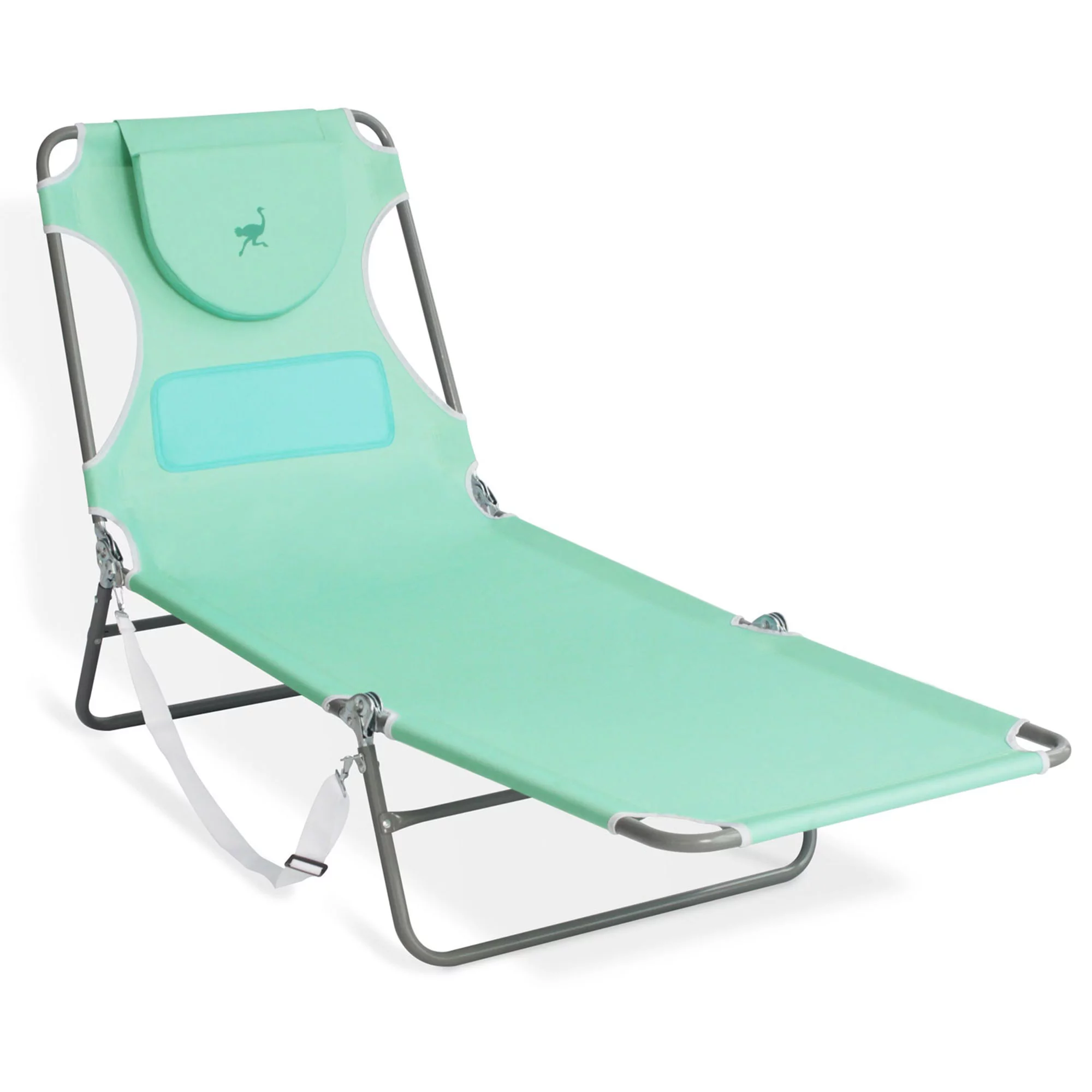 Ostrich Chaise Sunbathing Poolside Beach Chair w/Recliner Pool Chair, Teal