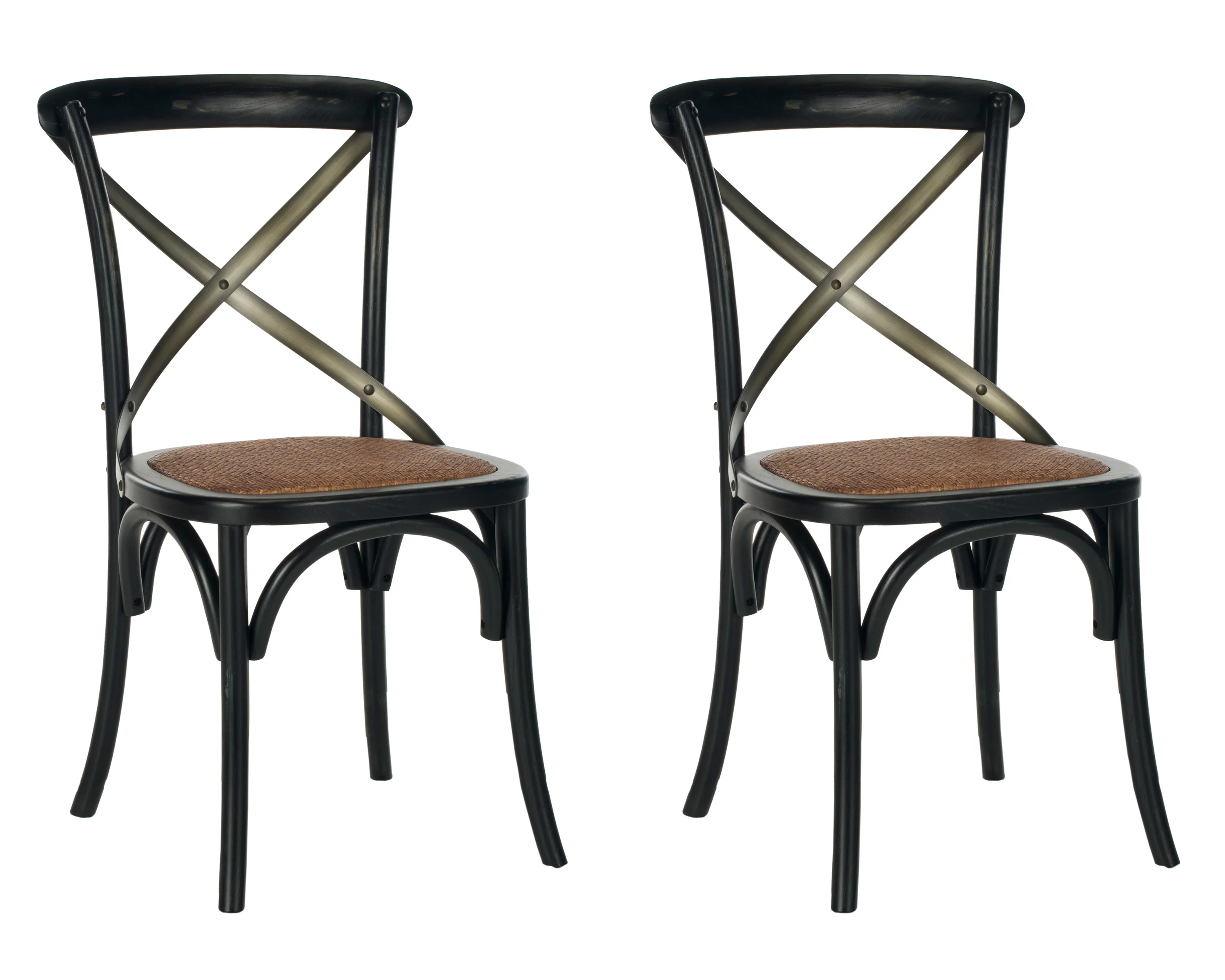 SAFAVIEH Eleanor X-Back Bistro Rustic Side Chair, Distressed Hickory, Set of 2