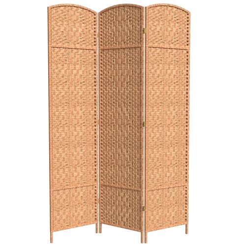 Red Lantern 7 ft. Tall Diamond Weave Dark Beige-6 Panels Room Divider