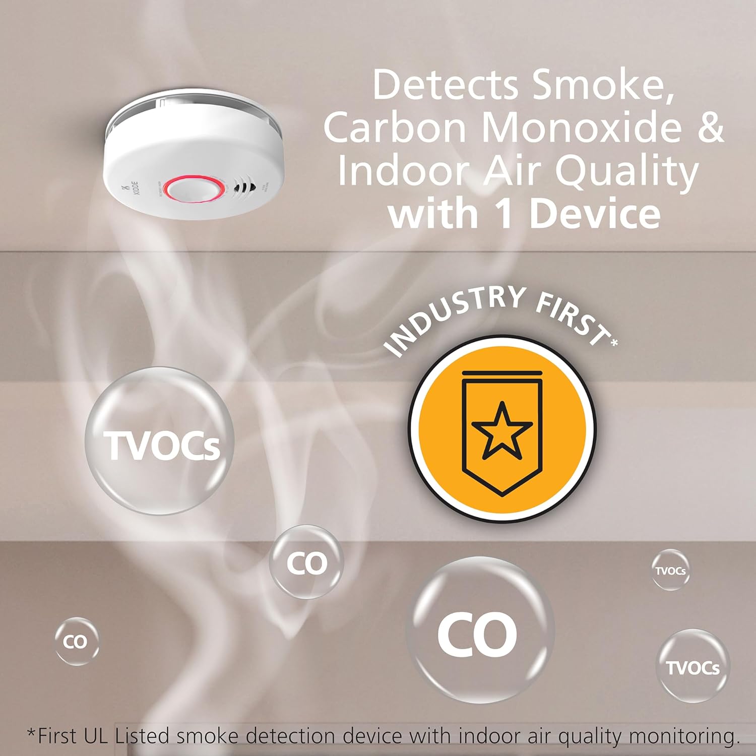 Kidde Smart Smoke & Carbon Monoxide Detector & Indoor Air Quality Monitor, WiFi, Alexa Compatible Device, Hardwired w/Battery Backup, Voice & App Alerts