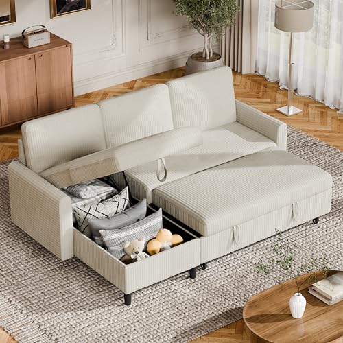 Vongrasig Convertible Sleeper Sofa, Pull Out Couch with Storage, 77