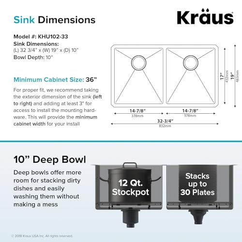 KRAUS Standart Pro 32 Inch 18-Gauge Stainless Steel Scullery Sink, 24 Gallon Freestanding Commercial Style Single Bowl Laundry & Utility Sink, KHS230-32