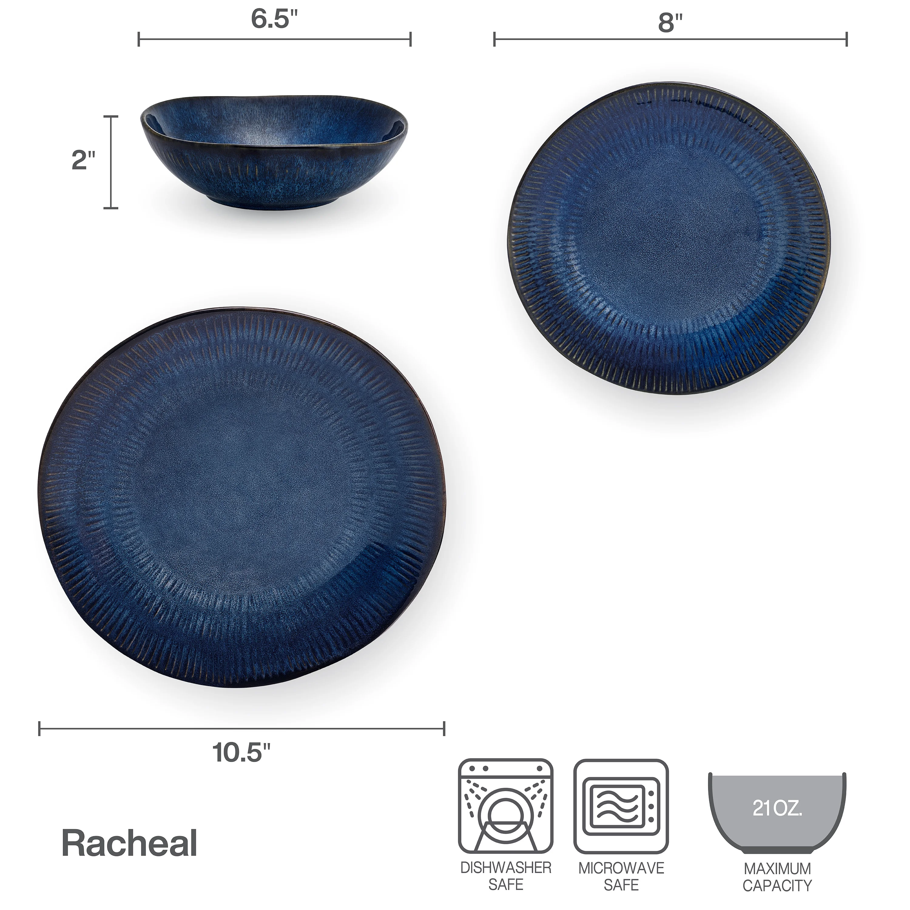 Pfaltzgraff Racheal 12 Piece Stoneware Dinnerware Set Blue
