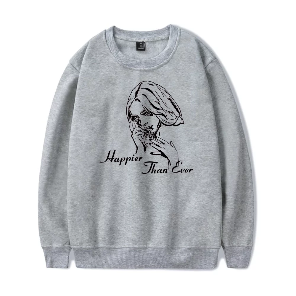 Billie Eilish Happier Than Ever Merch Crewneck Sweatshirt Man/Woman Hip Hop Hoodies Fans Sweatshirts Printed Casual Clothes