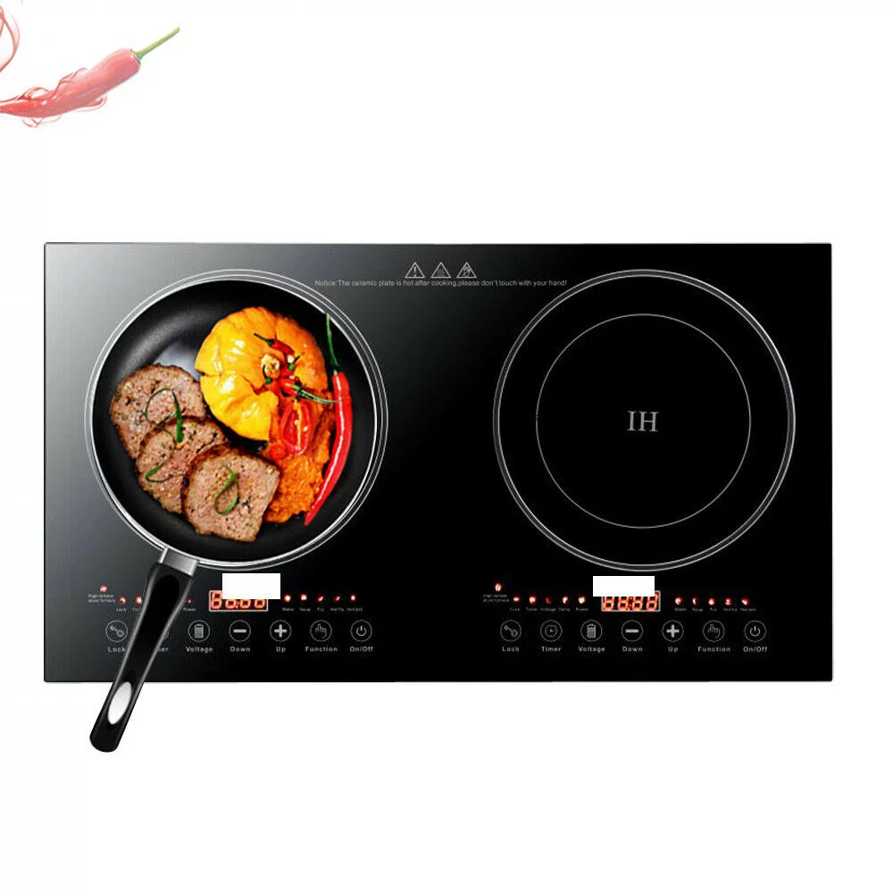 OUKANING 1200W+1200W Dual Burners Electric Cooker Burner Stove Cooktop Stove Cooker Black