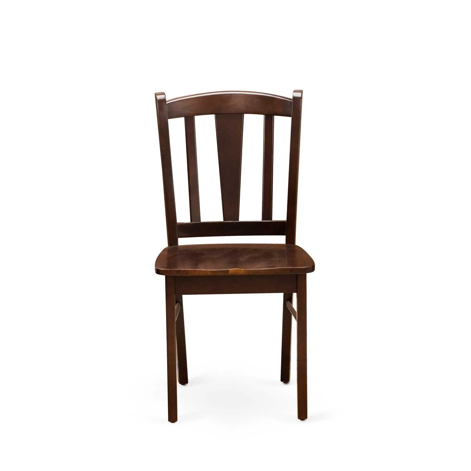 OXDL5-MAH-W - 5-Pc Dining Room Table Set- 4 Dining Chair and Dining Table - Wooden Seat and Slatted Chair Back - Mahogany Finish