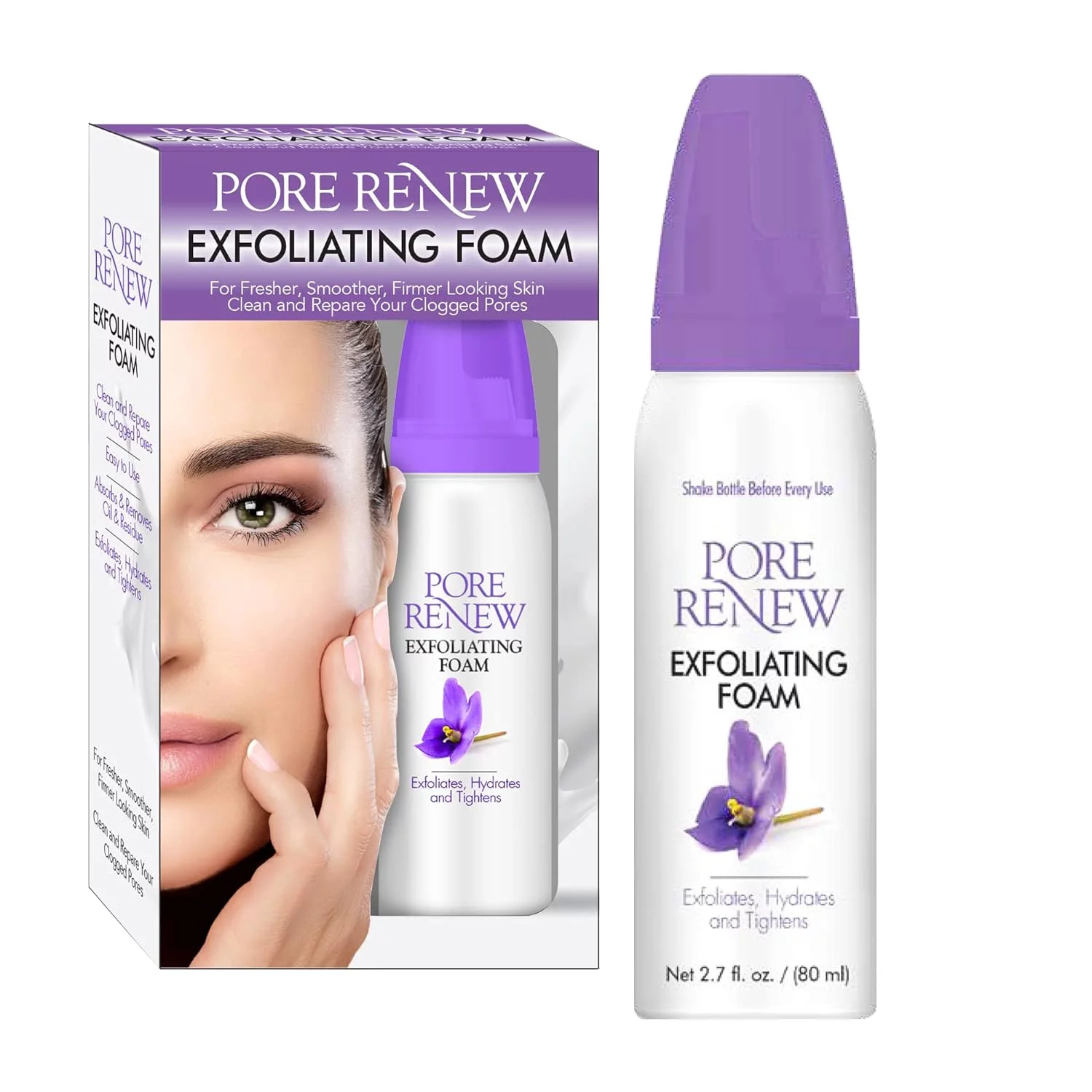 Pore Renew 2.7 Fl. Oz. / 80 Ml Exfoliating Foam, Deep Cleanser That Peels, Hydrates, And Tightens Skin For A Fresher, Smoother, And Firmer Looking Complexion In Minutes