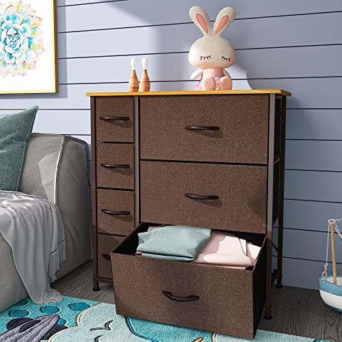 YITAHOME Dresser with 7 Drawers & 5 Drawer Dresser - Fabric Storage Tower, Organizer Unit for Bedroom, Living Room, Hallway, Closets & Nursery - Sturdy Steel Frame, Wooden Top & Easy Pull Fabric Bins