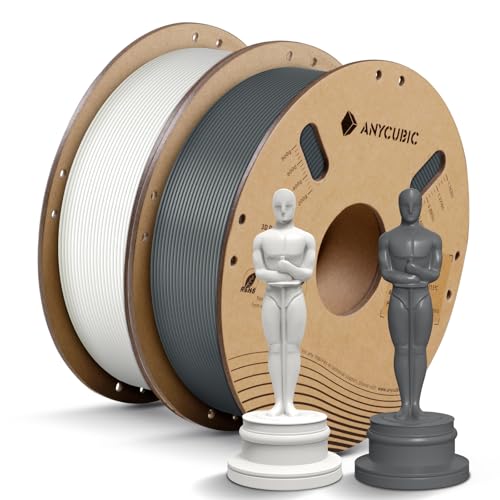 ANYCUBIC PLA+ 3D Printer Filament Bundle, PLA Plus 1.75mm Dimensional Accuracy +/- 0.02mm, Fit Most FDM 3D Printers, 1KG Spool, 2KG Gray+Gray