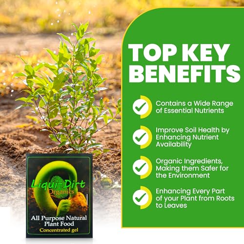 Natural Plant Food Fertilizer All-Purpose NPK Plant Care. 18 Balanced & Blended Vitamins & Minerals with Micro-Fungi and Bio-Organisms to boost your plants growth by Liqui-Dirt. Yields 600 Gallons