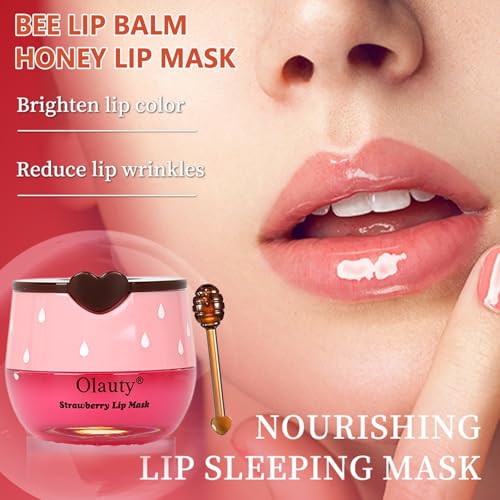 6 PCS Bee Lip Balm Mask Honey Pot, Honey Lip Balm Bulk, Moisturizing Lip Sleep Masks Hydrating Prevention Dry and Crack Lip Scrubs, Propolis Lip Mask Overnight Reduce Lip Lines