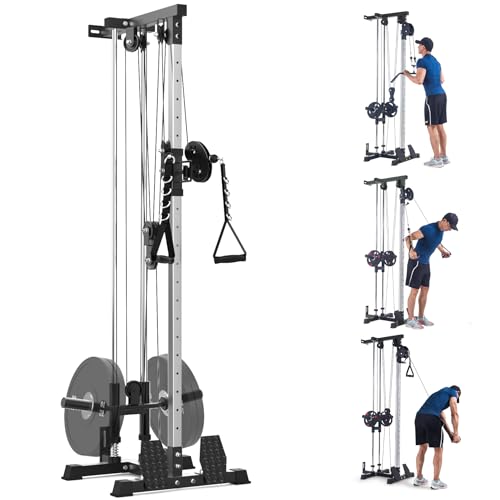 Wall Mount Cable Machine,LAT Power Cable Machine, LAT Pull Down and LAT Row LAT Tower,Cable Crossover Machine with 20 Positions,LAT Pulldown Machines for Home Gym Total Body Training