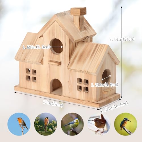 Bird House,Large Bird Houses for Outside,Hummingbird House,Bluebird Finch Wooden Hanging Birdhouse for Garden Wooden