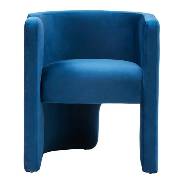 24 in. Cid Accent Chair with Curved Backrest, Unique Panel Legs, Blue
