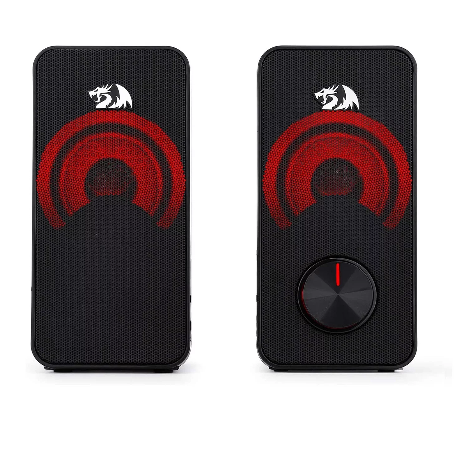 Redragon GS500 Stentor PC Gaming Speaker, 2.0 Channel Stereo Desktop Computer Speaker with Red Backlight, Quality Bass and Crystal Clear Sound, USB Powered with a 3.5mm Connector