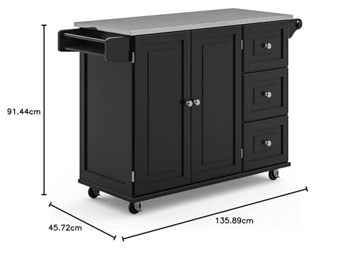 homestyles Mobile Kitchen Island Cart with Stainless Steel Top, Sage Green