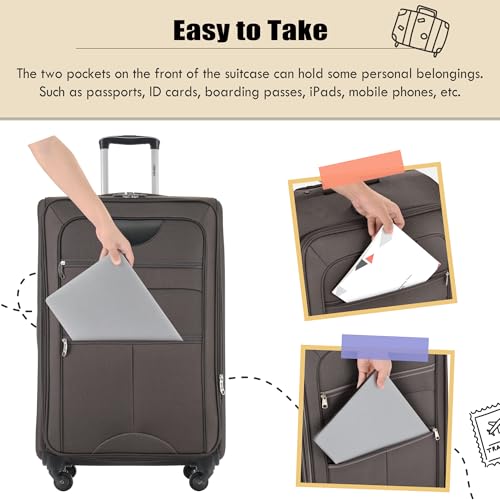 Merax Suitcase Set Softside 3-Piece Expandable Luggage with TSA Lock Spinner Wheels Lightweight Upright Luggage with Travel Bag(22/26/30 IN, Deep Blue)