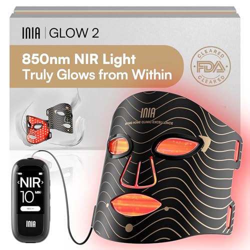INIA Red Light Therapy Mask for Face – 4 Light Modes with 850nm NIR, Red & Blue LED Light Therapy, 2600mAh Rechargeable LED Face Mask for Anti-Aging, Skin Firming & Radiant Glow at Home