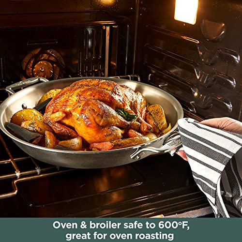 All-Clad D5 5-Ply Brushed Stainless Steel Universal Pan 4.5 Quart Induction Oven Broiler Safe 600F Pots and Pans, Cookware Silver