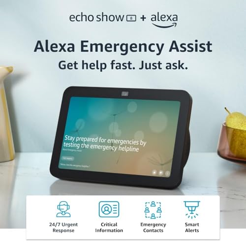 Amazon Echo Show 8 (newest model), With Spatial Audio, Smart Home Hub, and Alexa, Glacier White