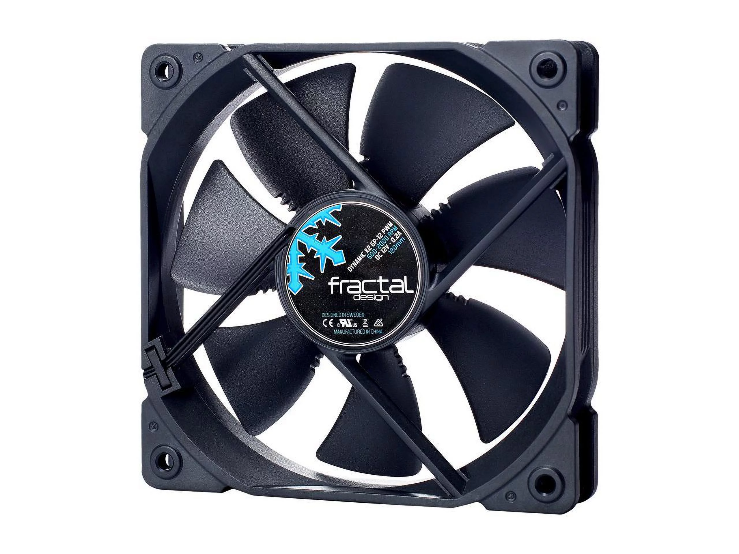 Fractal Design Dynamic X2 PWM GP-12 120mm High Durability Long Life Sleeve Bearing Black Edition Radiator Optimized Computer Case Fan FD-FAN-DYN-X2-GP12-PWM-BK
