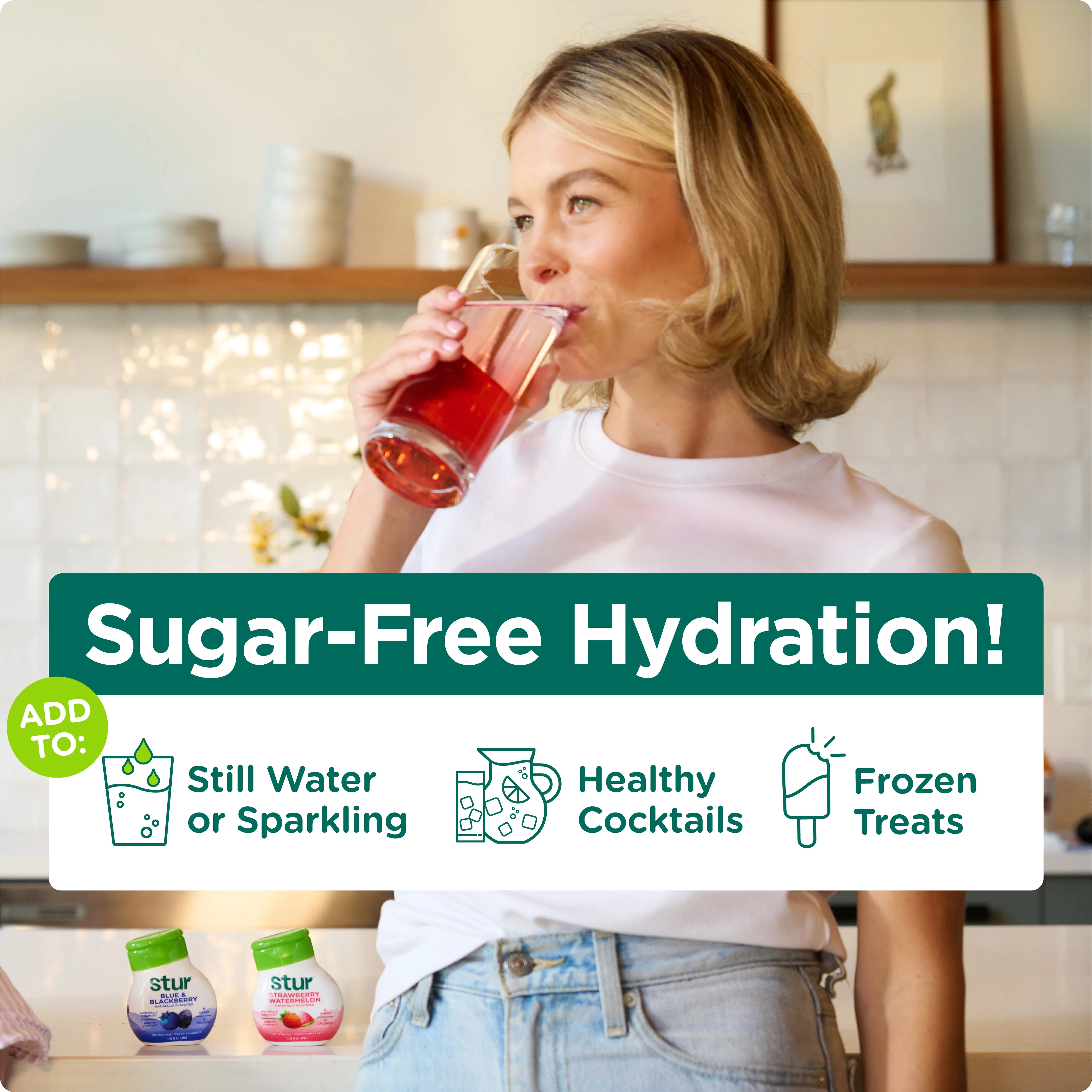 Stur - Strawberry Waternelon, Liquid Water Enhancer Drink Mix, 1.62 fl oz Bottle (10 Pack)