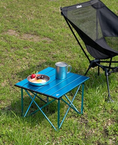 iClimb Ultralight Compact Camping Folding Table with Carry Bag (Blue - S)