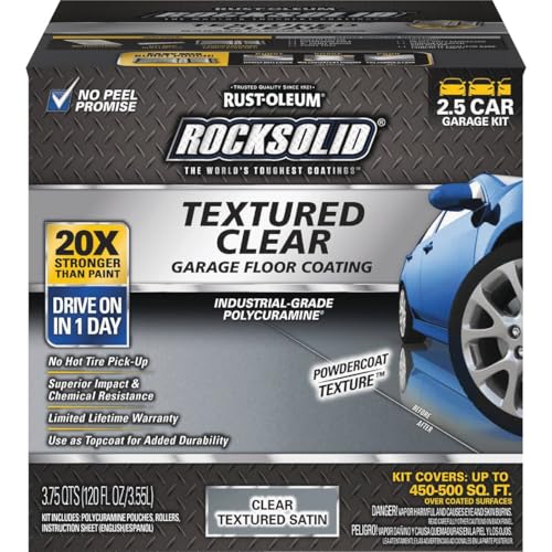 Rust-Oleum 317382 RockSolid Garage Floor Coating, 2.5 Car Kit, Textured Clear