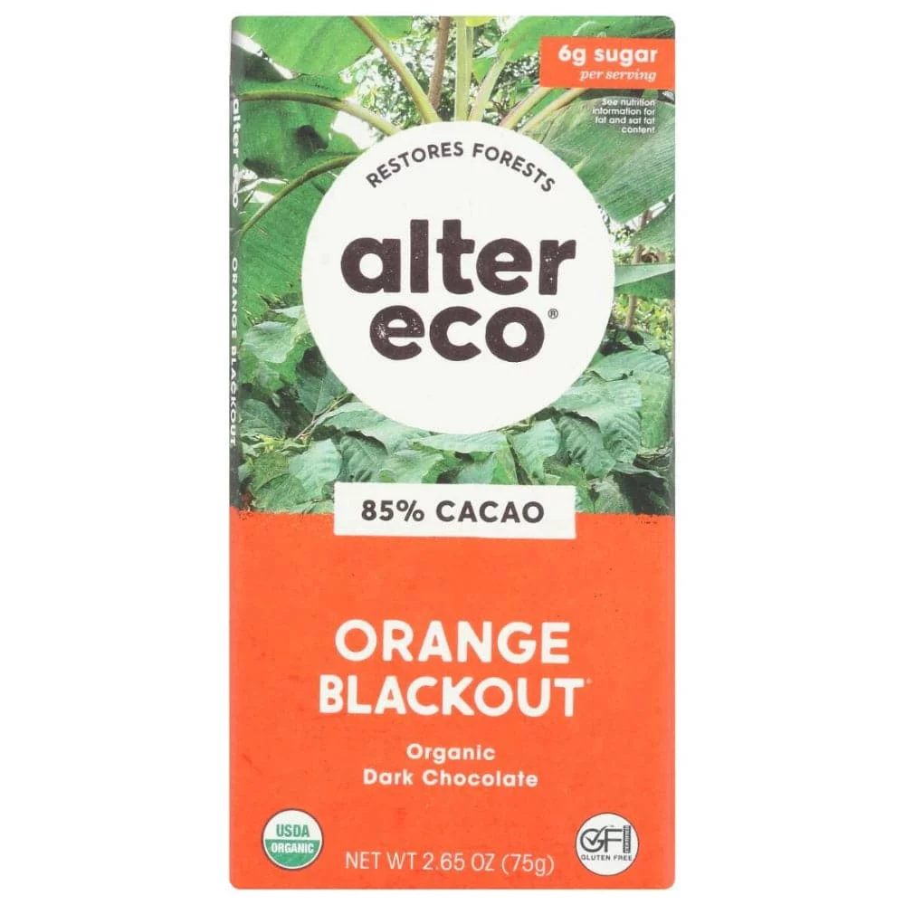 Alter Eco - Orange Blackout Dark Chocolate Bar 2.65 OZ - Pack of 12