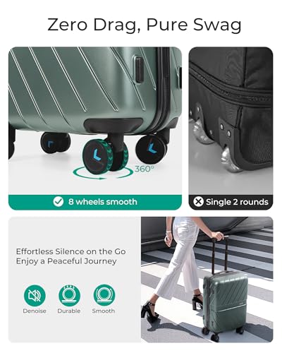 BAGSMART Carry On Luggage 22x14x9 Airline Approved With TSA Lock, 1OO% Polycarbonate Hardside Luggage with Spinner Wheels, Durable Hard Shell Carry On Suitcase 20 inch Black