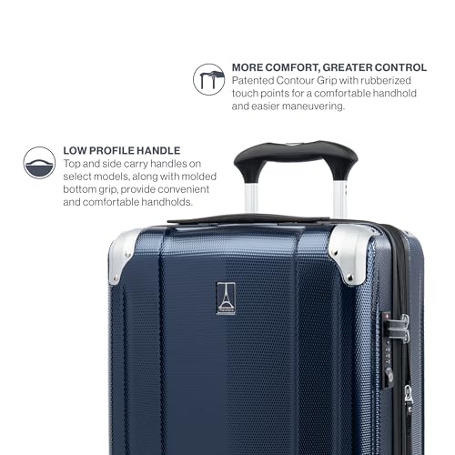Travelpro Pathways 3 Hardside Expandable Luggage, 8 Spinner Wheels, Lightweight Hard Shell Suitcase, Carry On 21 Inch, Black Knight