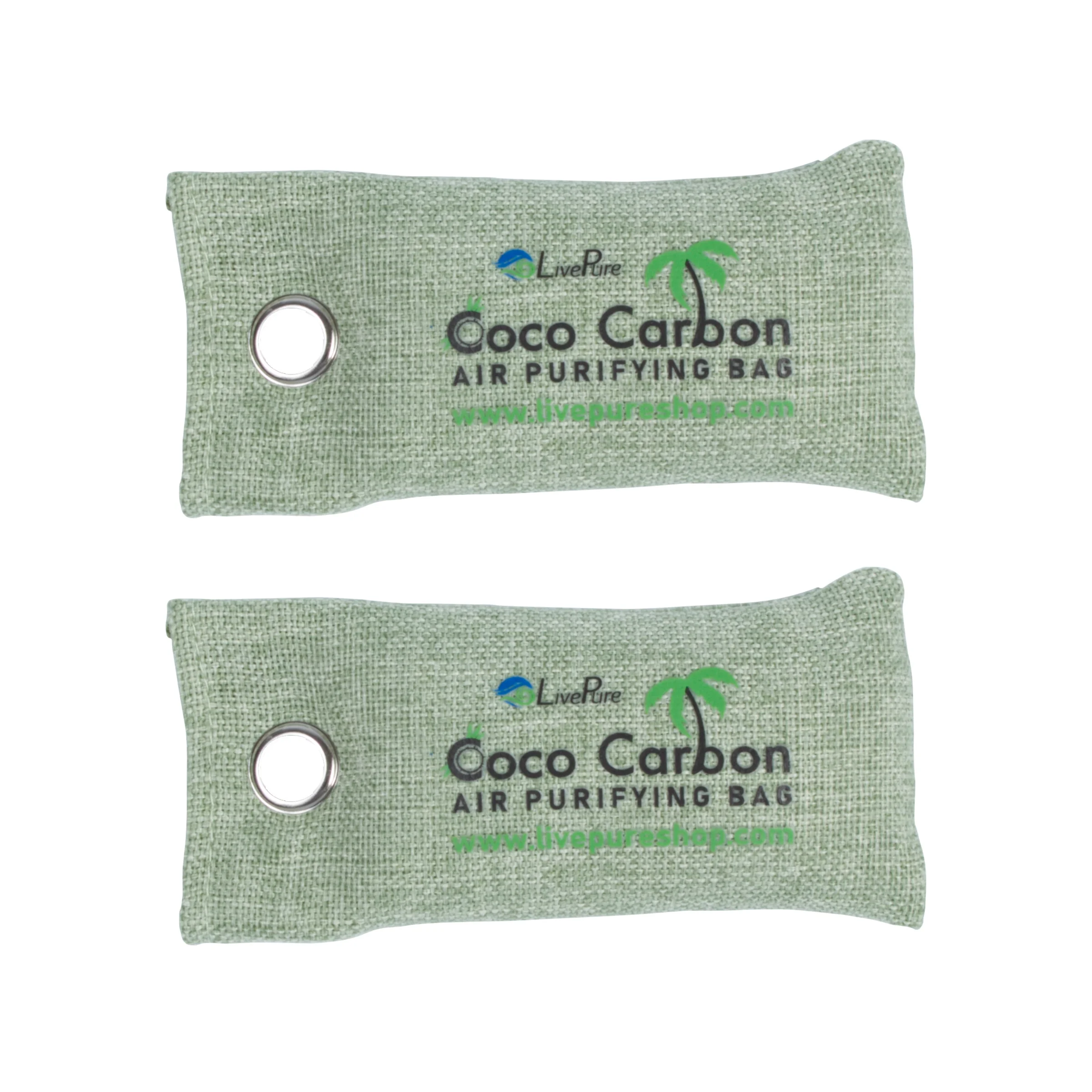 LivePure CocoCarbon Coconut Carbon Air Purifying Bag Odor Eliminator 7-Pack, Mint